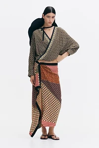 Draped-Panel Wrap Skirt