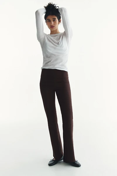 Foldover-Waist Cotton Pants