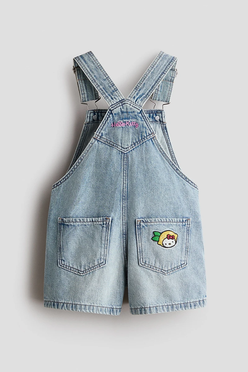 Appliquéd Denim Overall Shorts