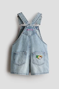 Appliquéd Denim Overall Shorts