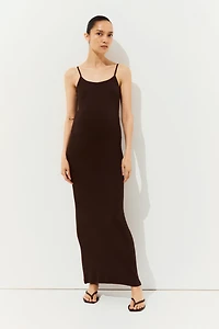Robe MAMA à fines bretelles en tricot côtelé