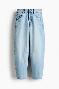 High-Waist Barrel-Leg Ankle Jeans