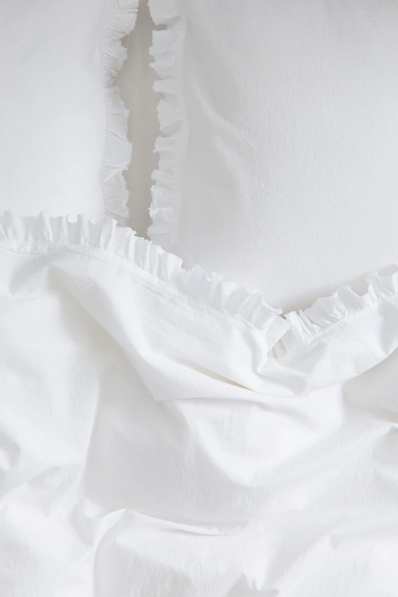 Ruffle-trimmed King/Queen Duvet Cover Set