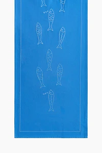 Embroidered-Motif Linen-Blend Table Runner