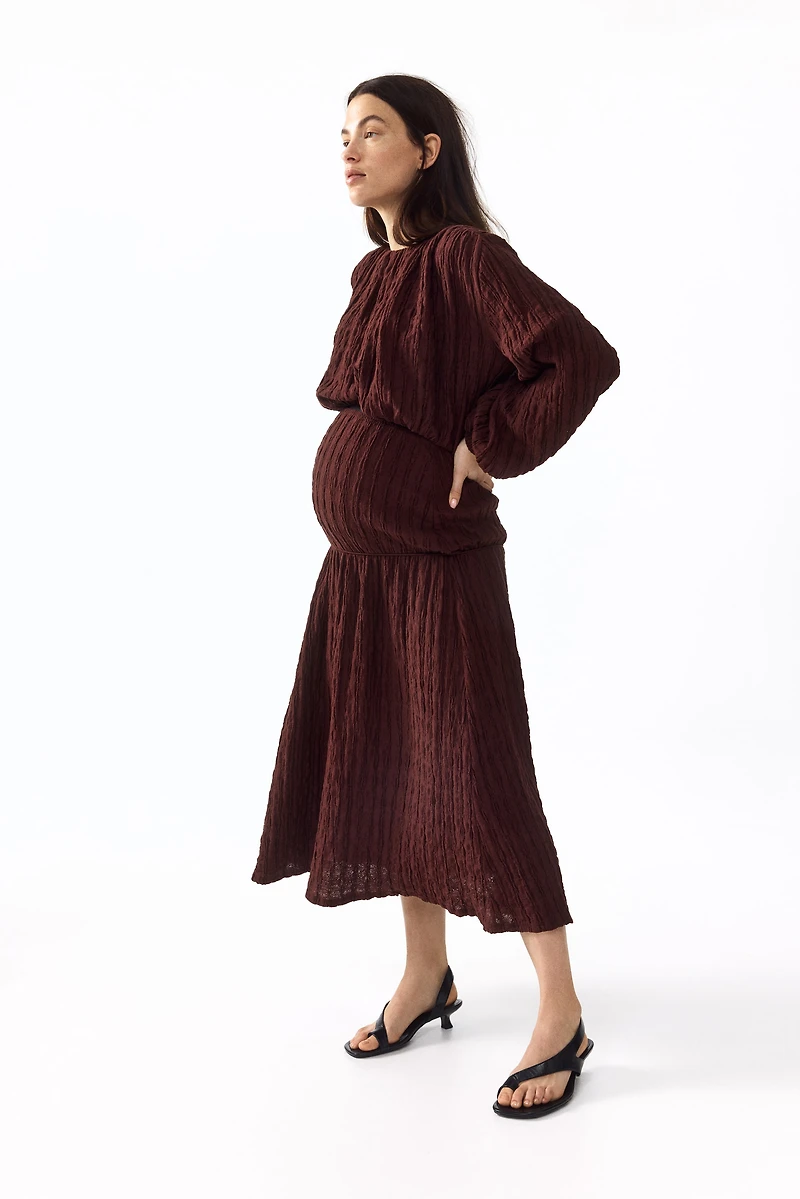 MAMA Textured Jersey Midi Skirt