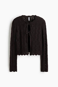 Pointelle-Knit Tie-Front Cardigan