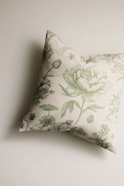 Housse de coussin en lin mélangé