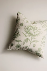 Housse de coussin en lin mélangé