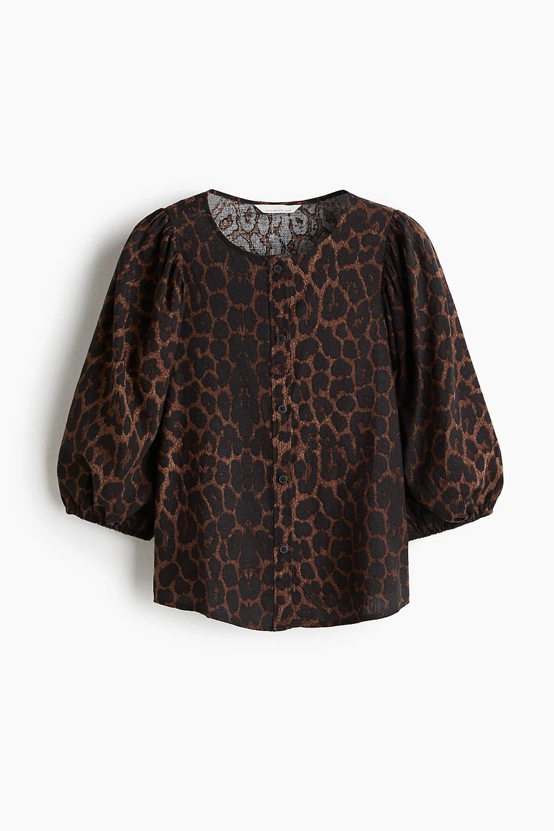 Linen-Blend Blouse