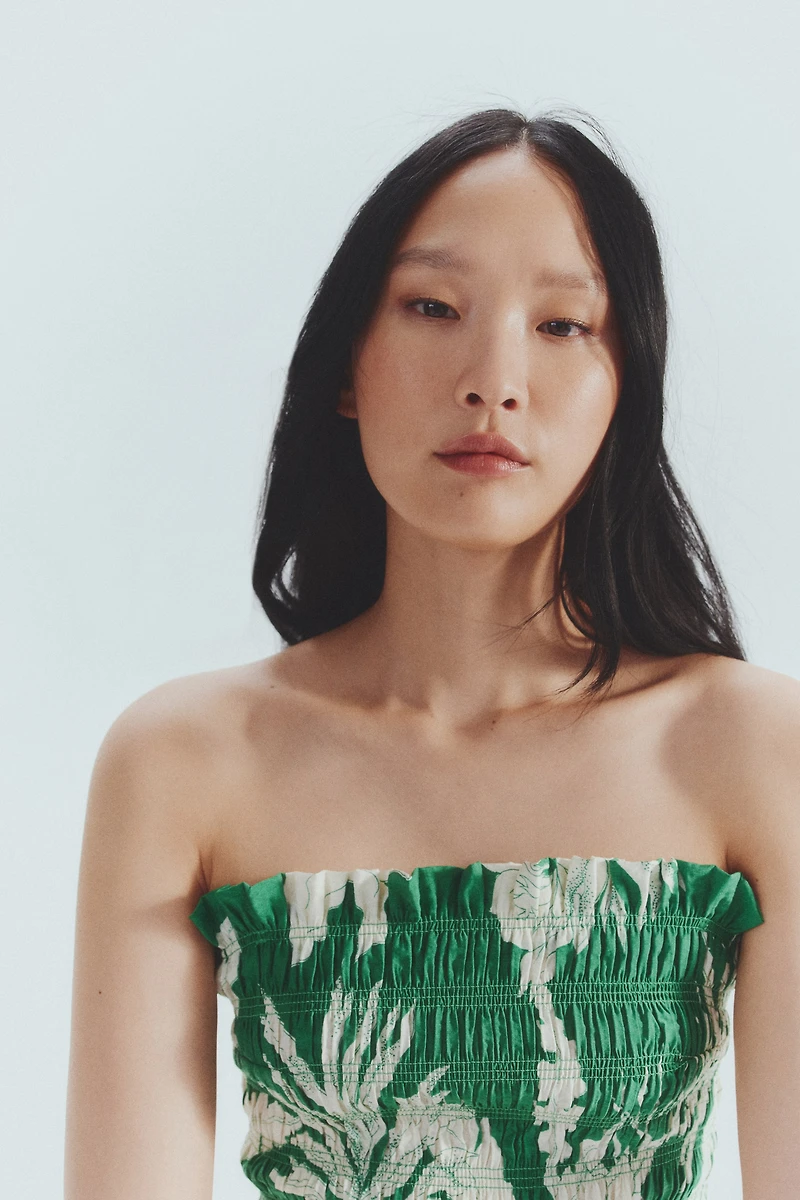 Smocked-Bodice Strappy Dress