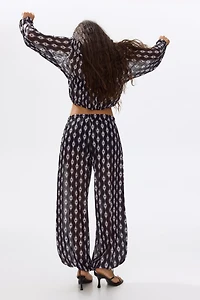 Mesh Balloon-Leg Pants