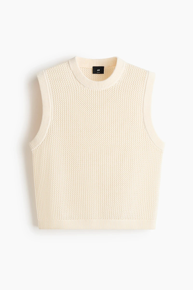 Regular-Fit Open-Knit Sweater Vest