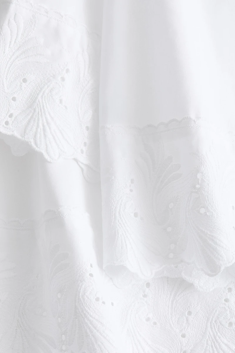 Cotton Pajamas with Eyelet Embroidery
