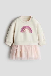 Sweatshirt Dress with Tulle Skirt