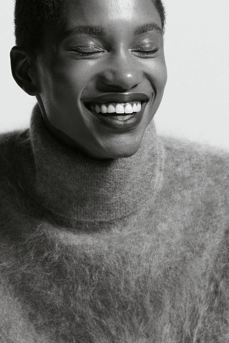 Brushed Cashmere Turtleneck Top