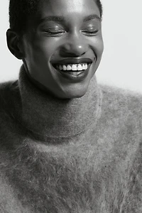 Brushed Cashmere Turtleneck Top