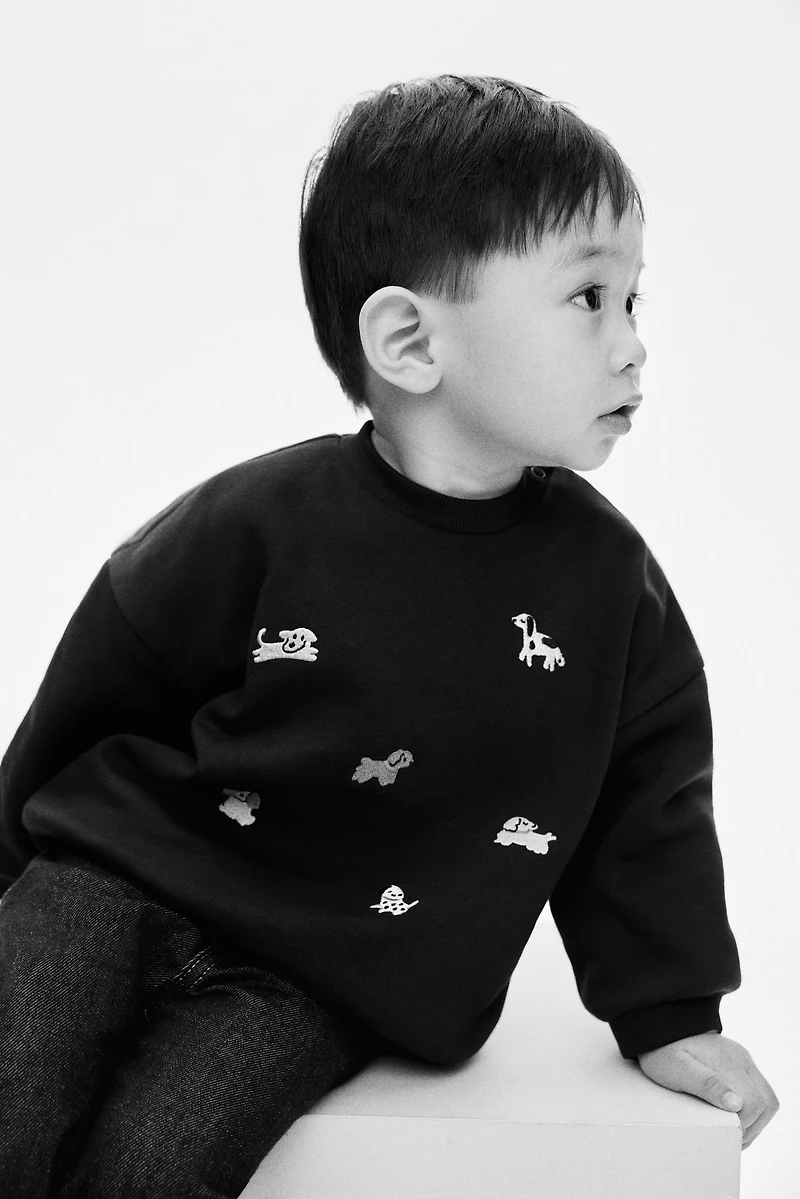 Motif-Detail Brushed-Inside Sweatshirt