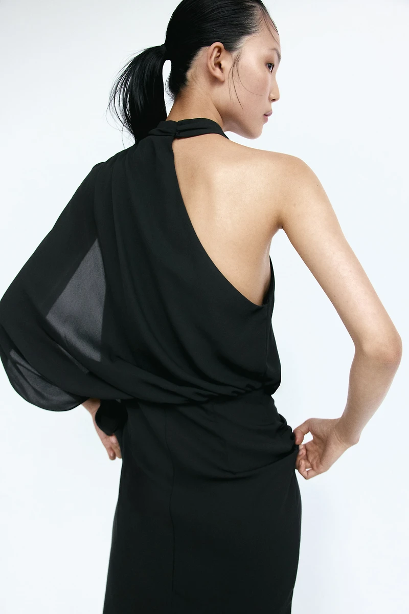 Draped One-Shoulder Dress