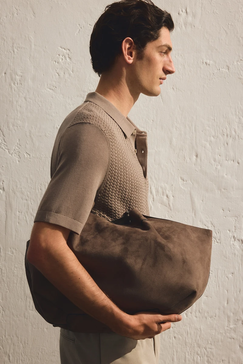 Slim-Fit Cable-Knit Polo Shirt