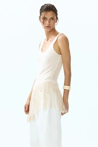 Asymmetric Fringe-Trimmed Top