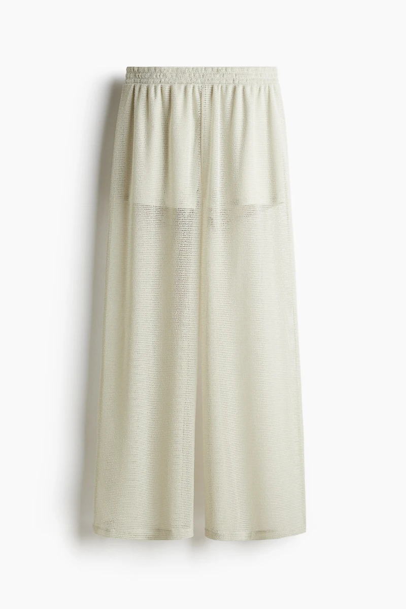Wide-Leg Hole-Knit Pants