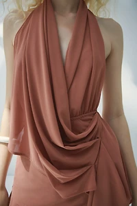Draped-Panel Halterneck Top