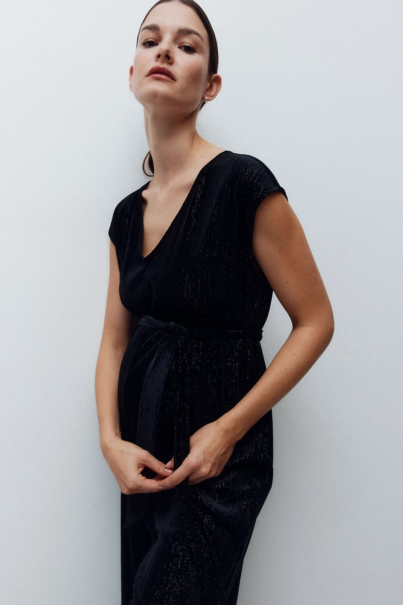 MAMA Sleeveless Tie-Belt Jumpsuit