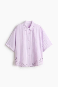 Beach Shirt with Eyelet Embroidery