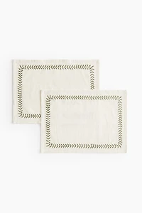 2-Pack Embroidered Linen-Blend Placemats