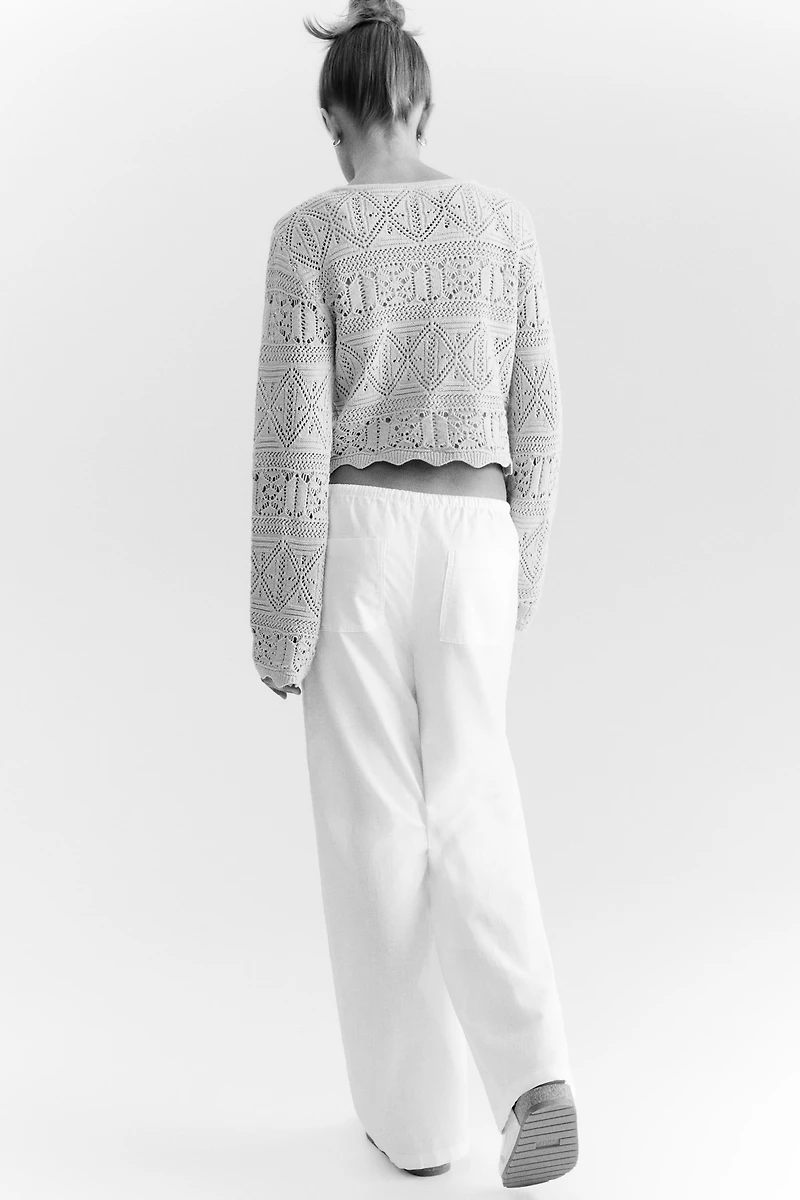 Pointelle-Knit Short Top