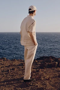 Regular-Fit Short-Sleeved Linen-Blend Shirt