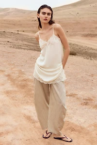 Lace-Trimmed Satin Slip Dress