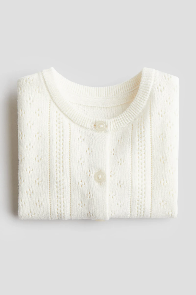 Pattern-knit Cotton Cardigan