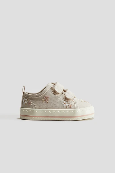 Embroidered-Detail Canvas Sneakers