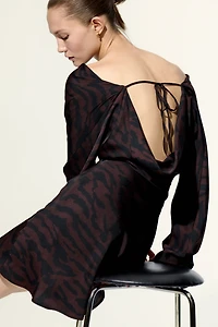 Cowl-Neck Dress with Flared Skirt
