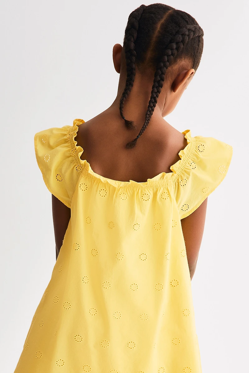 Cotton Dress with Eyelet Embroidery