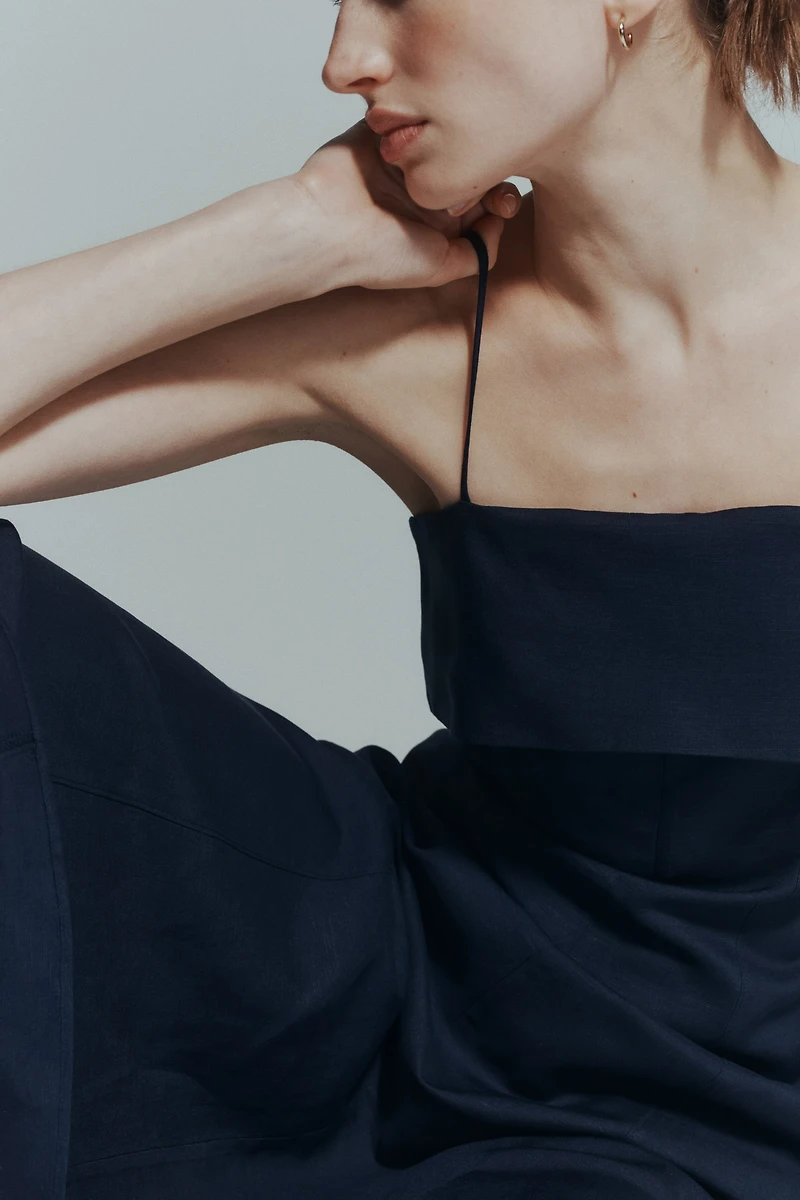 Linen-Blend Strappy Dress