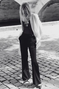 Flared Crease-Detail Pants