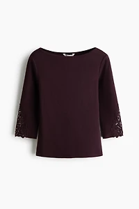 Boat-Neck Top with Lace Insets