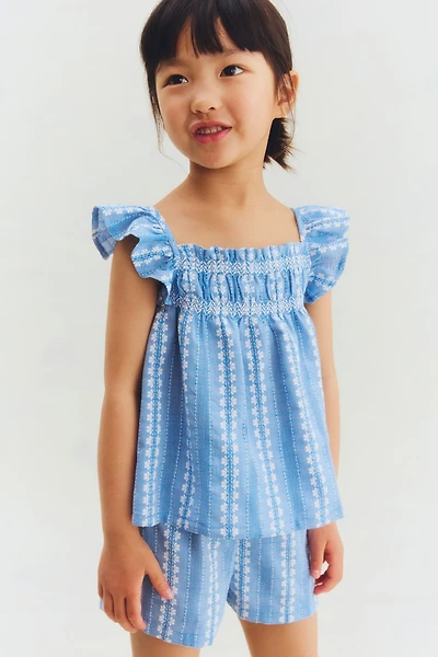 2-piece embroidery-detail cotton set