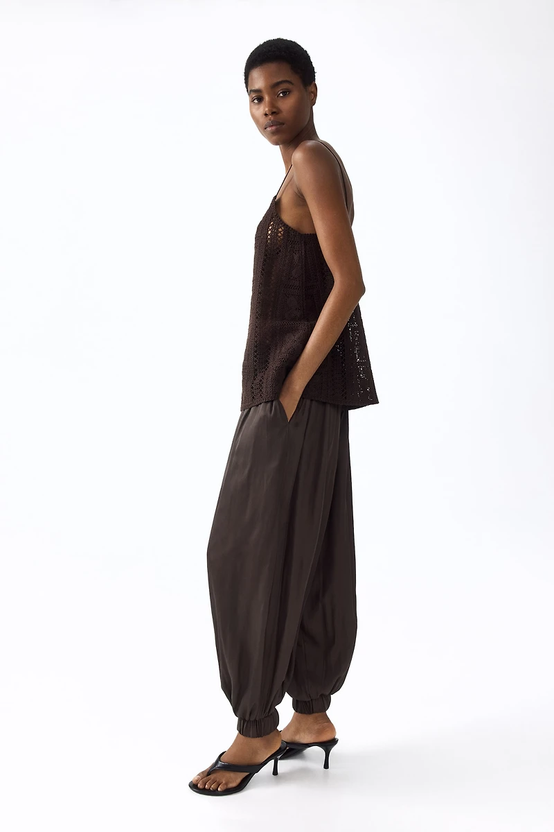Silk-Blend Crochet-Look Top