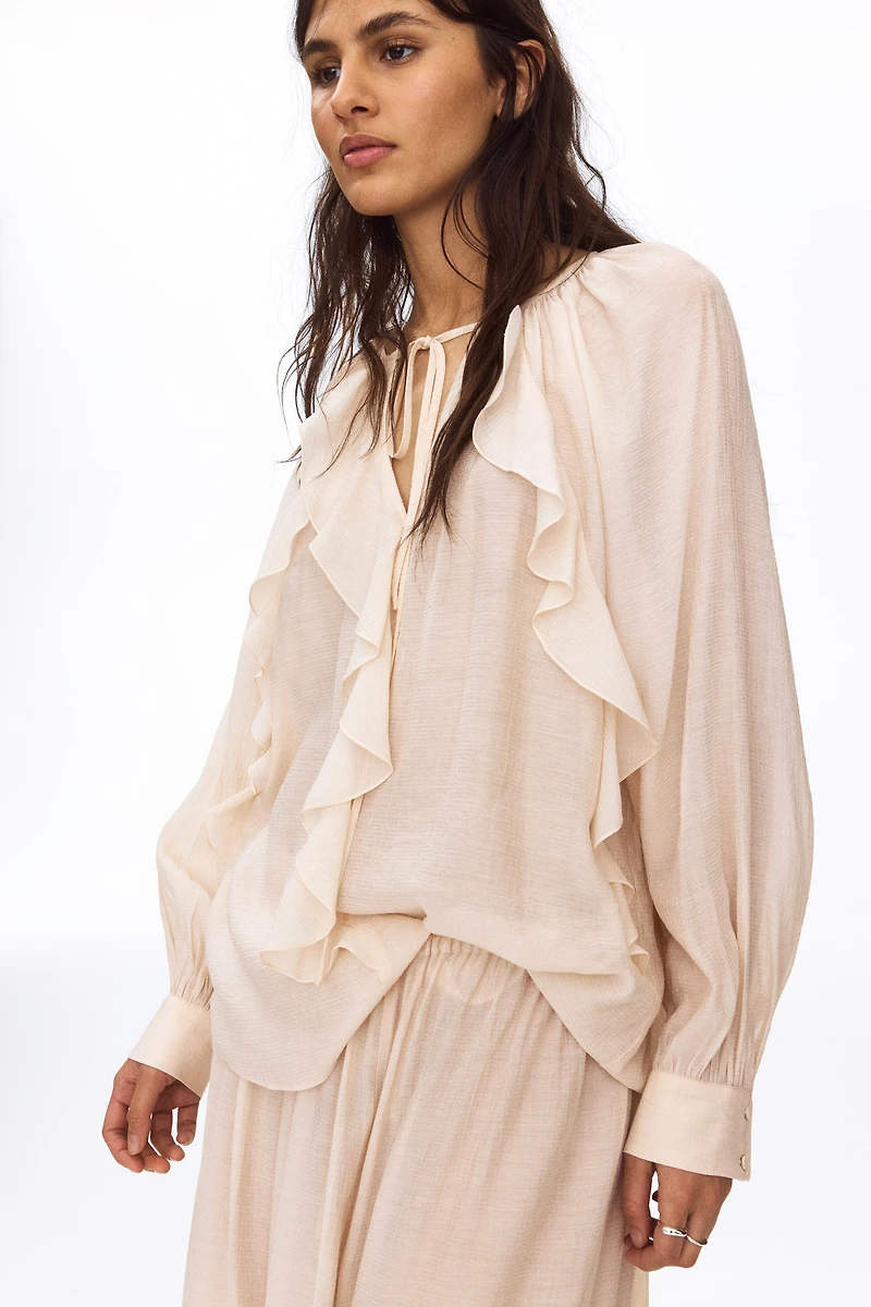 Flounce-Trimmed Blouse