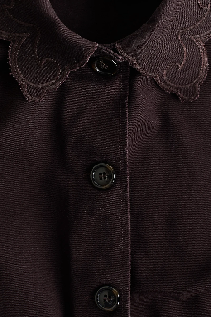 Twill Jacket with Eyelet Embroidery