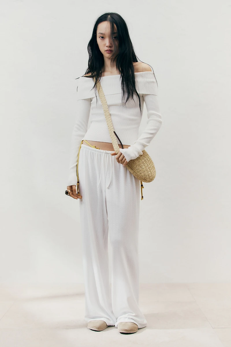 Wide-Leg Drawstring Pants