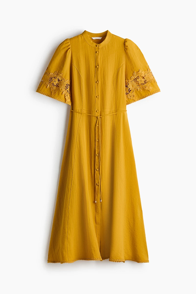 Crinkled Dress with Eyelet Embroidery