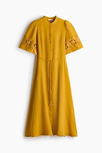 Crinkled Dress with Eyelet Embroidery