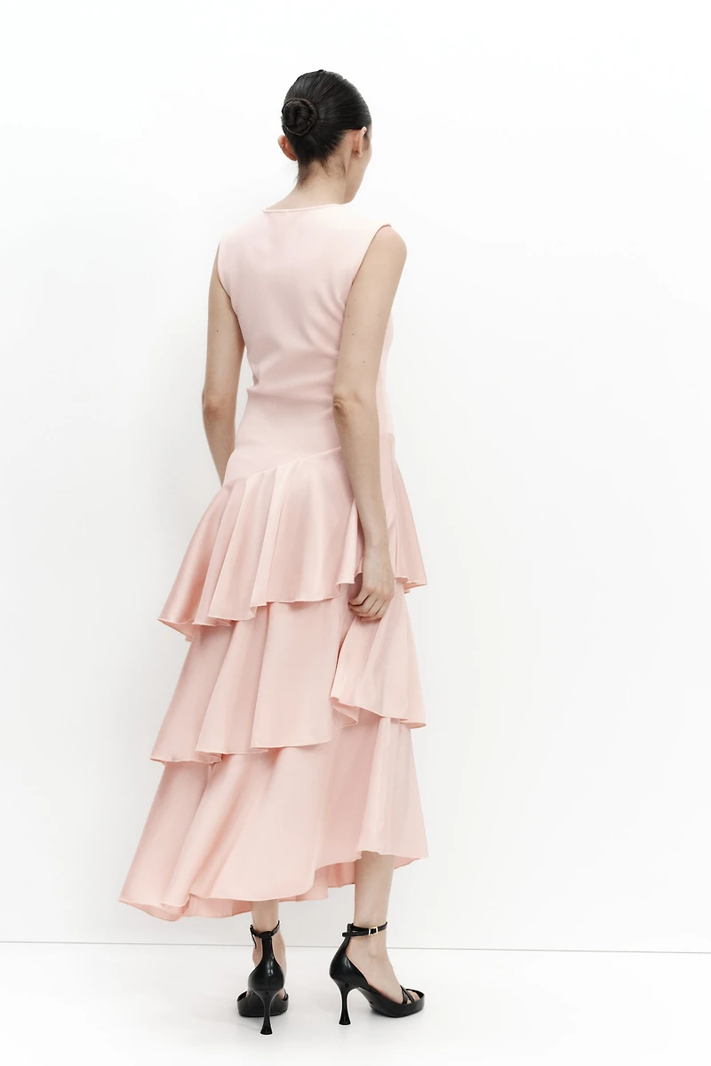 Robe MAMA en point de Rome avec jupe satin