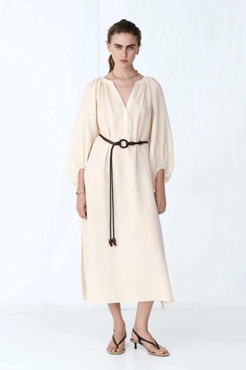 Oversized Tie-Belt Dress