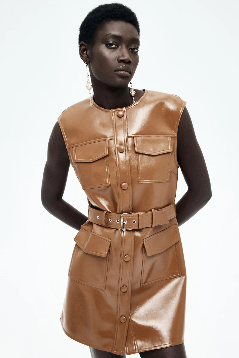 Robe cargo en tissu enduit
