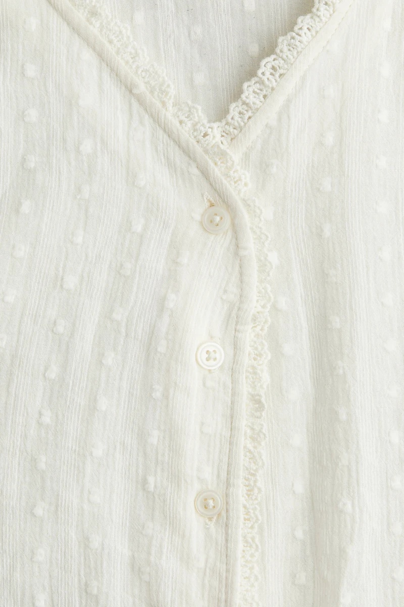 Lace-Trimmed Cotton Blouse